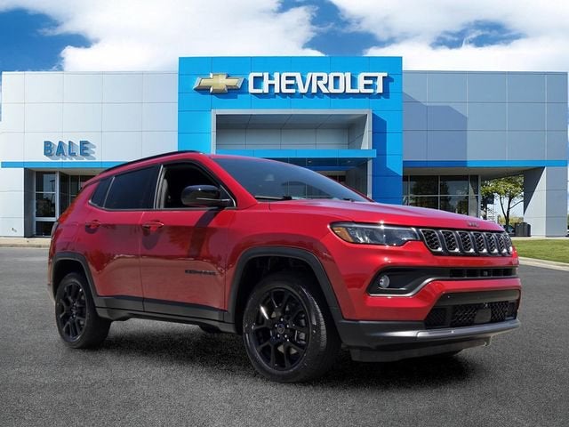 2025 Jeep Compass Latitude in Red — front three-quarter view